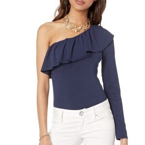 NWT Lilly Pulitzer Kourtney Bodysuit One-Shoulder True Navy XXS